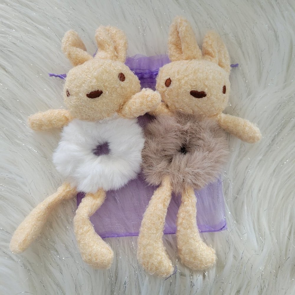 Set of 2 Plush Rabbit Scrunchies